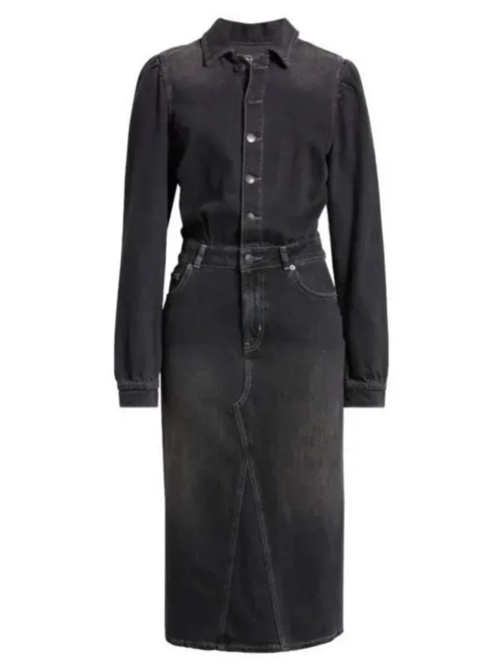 Rails Beverly Black Denim Midi Shirt Dress NWT Small